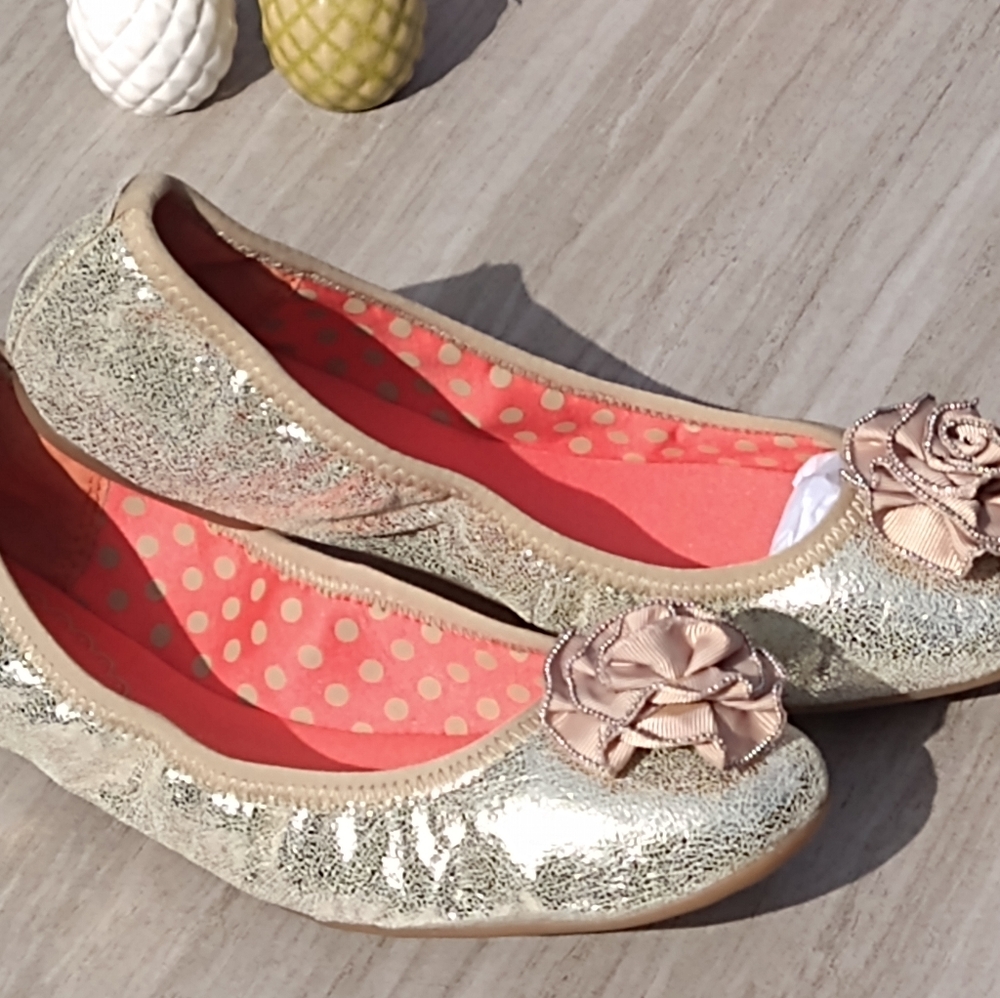 LP's Gold Crackle Metallic 🆕 Ballet Flats